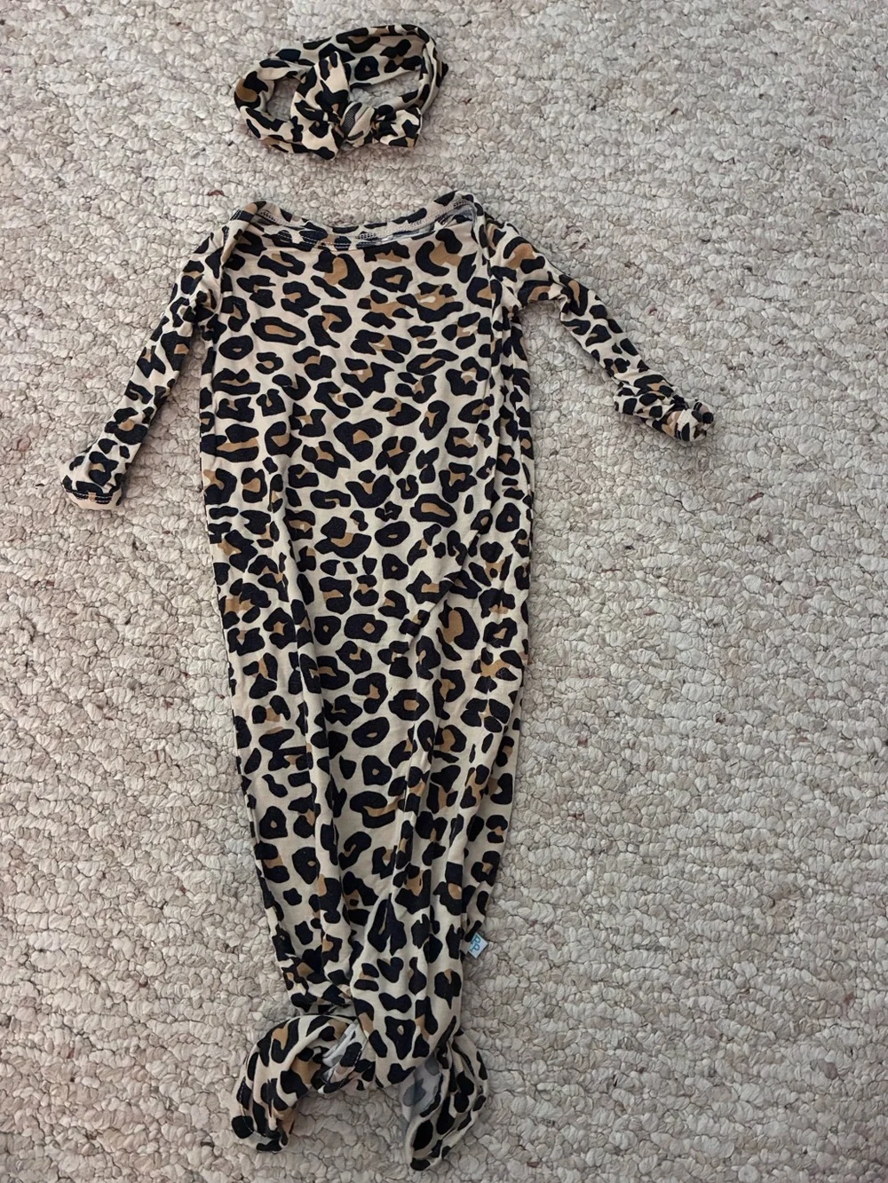Posh Peanut Leopard print knot gown, with headband